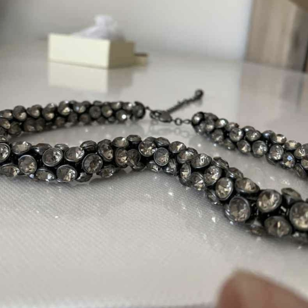 BCBGMaxAzria Black and Silver Twisted Crystal Necklace - Picture 3 of 6